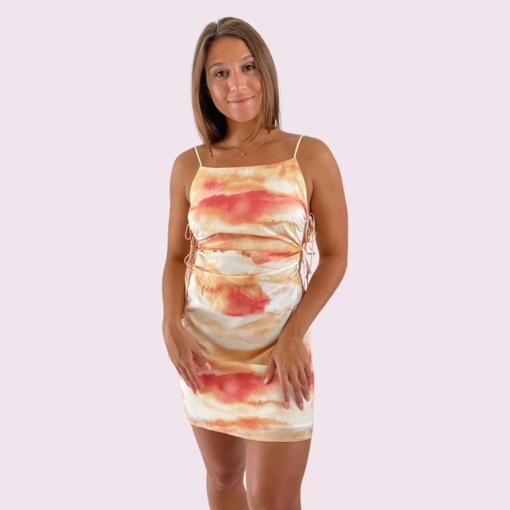 Sunset satin tie dress